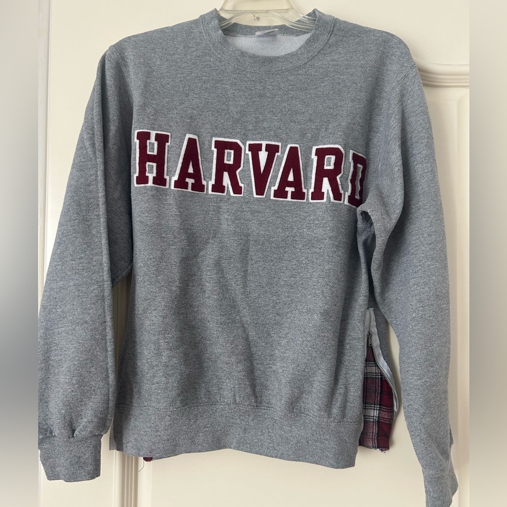 Custom Gray Harvard Crewneck Sweater